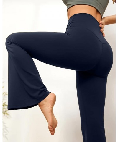 Crossover Flare Leggings for Women,High Waisted Bootcut Yoga Pants Workout Bell Bottom Leggings Large 03 Navy $12.95 Leggings