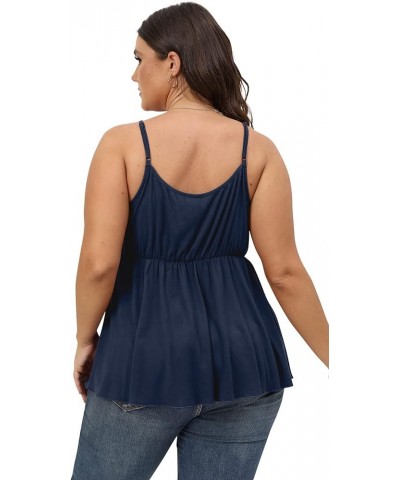 Women Plus Size Summer Casual V-Neck T-Shirts Loose Sleeveless Tops Tunic Blouse Navy Blue $12.50 T-Shirts