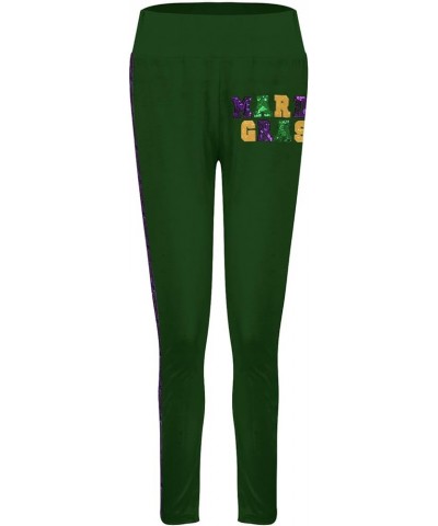 Mardi Gras Pants for Women Women's Mardi Leggings Stretchy Graphic Printed Fancy Sports Leggings for Women Trendy Green $11.2...