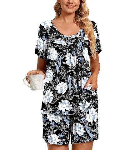 Lounge Sets for Women 2 Piece Short Sleeve Top Shorts Matching Pajama Set Casual Outfits Soft Loungewear Sleepwear 05❉light B...