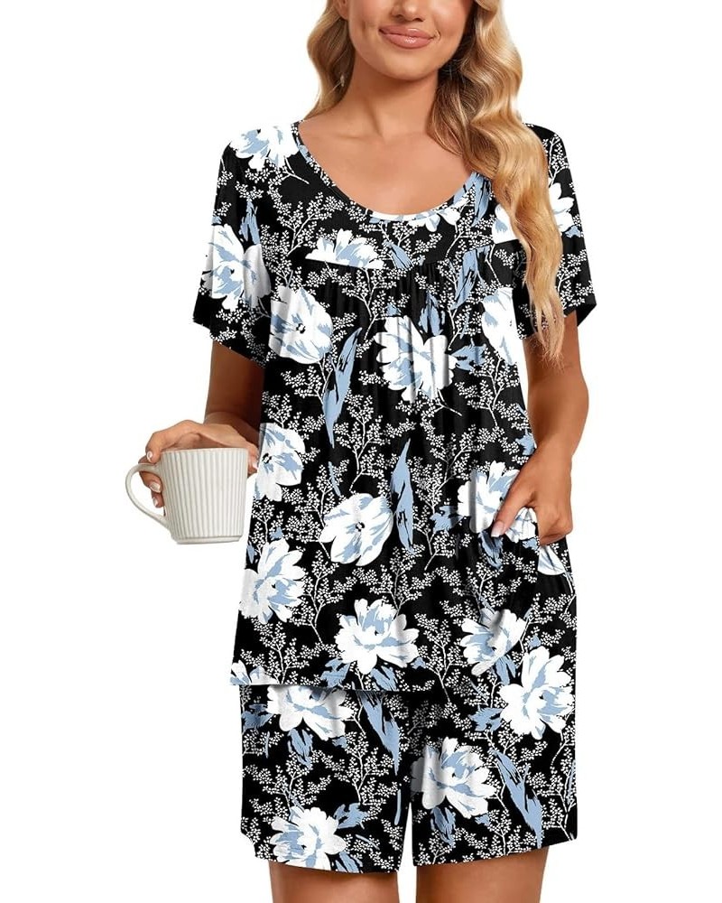 Lounge Sets for Women 2 Piece Short Sleeve Top Shorts Matching Pajama Set Casual Outfits Soft Loungewear Sleepwear 05❉light B...