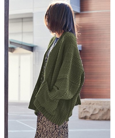 Women’s Oversized Cardigan Sweaters Long Sleeve Knitted Open Front Cardigan LA8 La8 Army Green $14.99 Sweaters