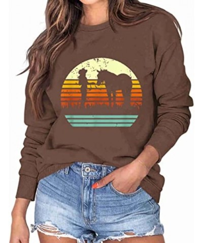 Horse Sweatshirt for Women Fall Crewneck Sweatshirt Long Sleeve Pullover Horse Lover Shirt Floral Print Hoodie Blouse Horse 1...