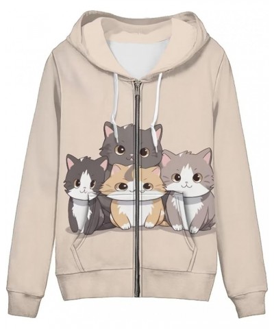 Zip Up Hoodies for Women Long Sleeve Sweaters for Casual Wear XS-5XL Kawaii Cat $16.38 Hoodies & Sweatshirts