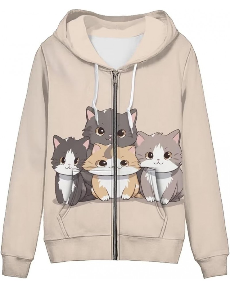 Zip Up Hoodies for Women Long Sleeve Sweaters for Casual Wear XS-5XL Kawaii Cat $16.38 Hoodies & Sweatshirts