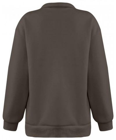 Womens Quarter Zip Sweatshirts Oversized Long Sleeve Slouchy Pullover 2023 Fall Clothes Casual Athletic Tops A01-brown $3.91 ...