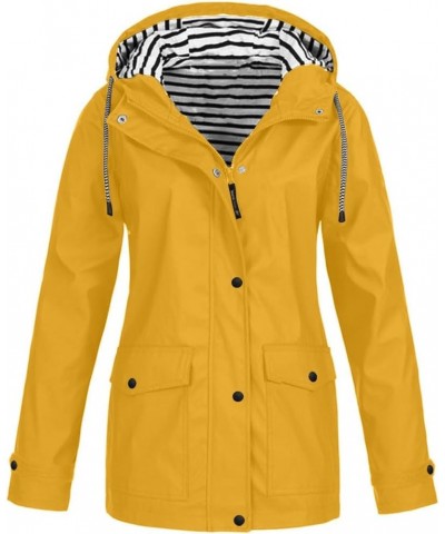 Women's Raincoats Windbreaker Rain Jacket Plus Size Waterproof Lightweight Outdoor Hooded Trench Coats with Pockets 02-yellow...