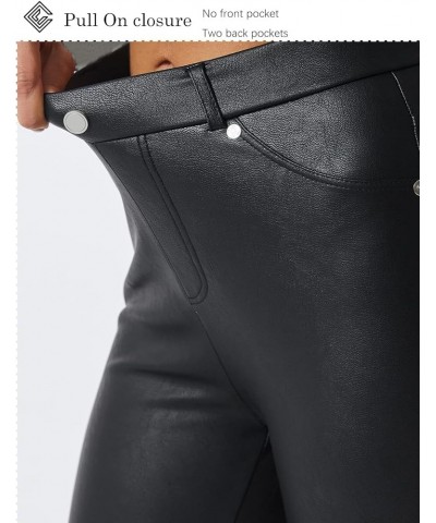 Faux Leather Leggings for Women Stretch High Waisted Leather Pants Tummy Control 2 Black $25.37 Leggings