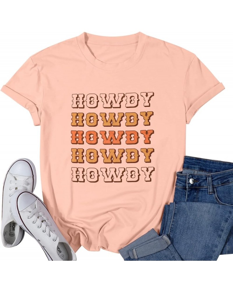 Howdy Cowgirl Shirt Women Western Southern Retro Shirt Cute Country Music Graphic Tees Summer Colorful Shirt Light Pink $13.1...