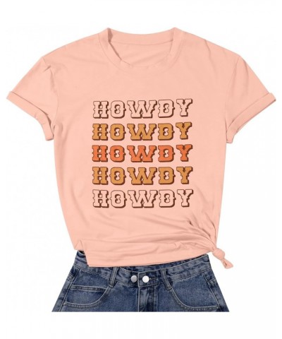 Howdy Cowgirl Shirt Women Western Southern Retro Shirt Cute Country Music Graphic Tees Summer Colorful Shirt Light Pink $13.1...