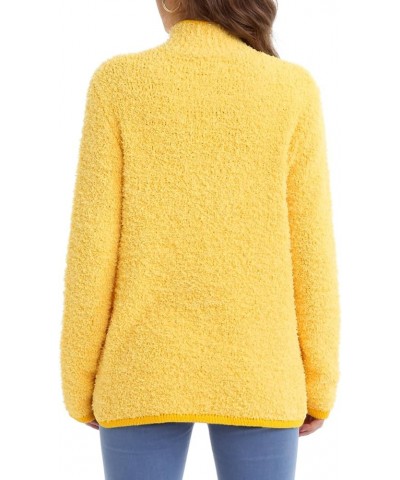 Women's Long Sleeve Zip Up Knit Cardigan with Pockets Stand Collar Full Zip Sweater Coat Lightweight Tops Yellow $11.43 Sweaters