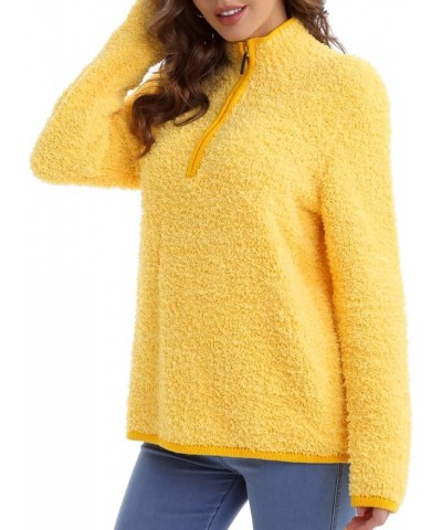 Women's Long Sleeve Zip Up Knit Cardigan with Pockets Stand Collar Full Zip Sweater Coat Lightweight Tops Yellow $11.43 Sweaters