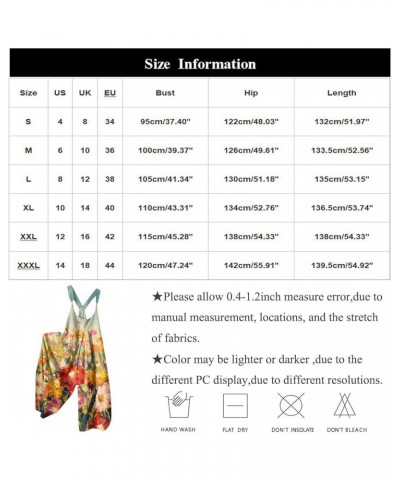 Flowy Overalls Women's Summer Fashion Jumpsuit Casual Retro Print Metal Button Long Pant Overalls Loose Sexy Romper 01-orange...