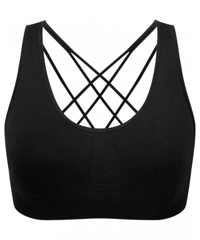 Women Sports Bras Back Padded Workout Tank Tops Medium Support Crop Sports Bras Comfy X-black $10.25 Lingerie