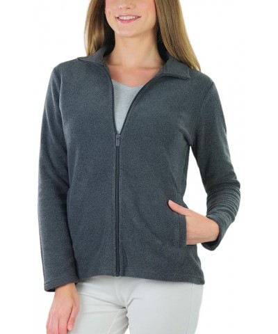 Women's Zip Up High Collar Polar Fleece Jacket Long Sleeve - Charcoal Grey $16.77 Jackets