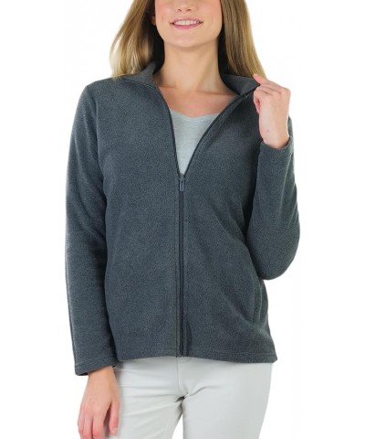 Women's Zip Up High Collar Polar Fleece Jacket Long Sleeve - Charcoal Grey $16.77 Jackets