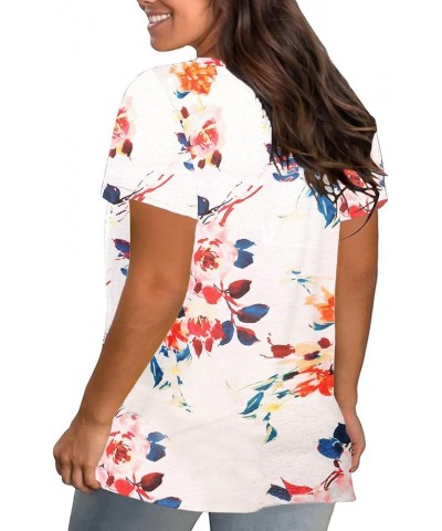 Plus-Size Tops for Women Short Sleeve Color Block Casual T-Shirts Tunics 01_floral_r_v $10.25 Tops