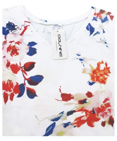 Plus-Size Tops for Women Short Sleeve Color Block Casual T-Shirts Tunics 01_floral_r_v $10.25 Tops