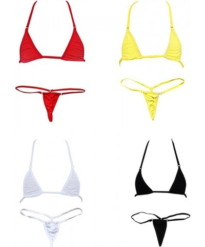 Sexy Woman -Bikini Small Top and Sexy G-String Set-Tie Side Thong Bikini Small Top Mini Micro Bottom 4 Sets $10.19 Swimsuits