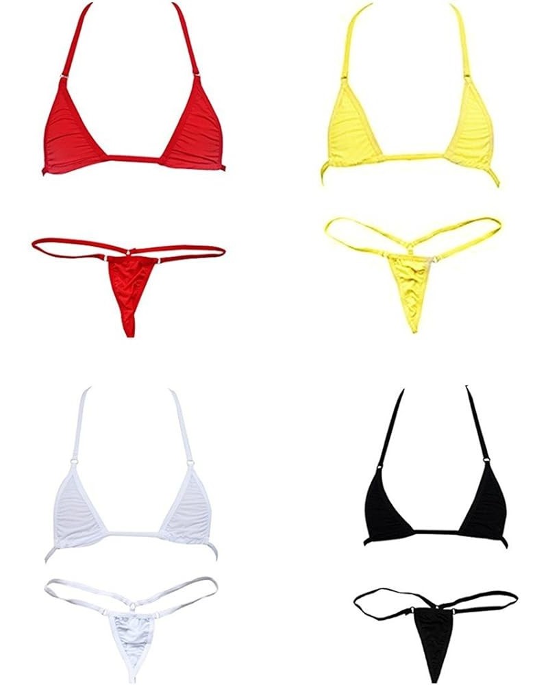 Sexy Woman -Bikini Small Top and Sexy G-String Set-Tie Side Thong Bikini Small Top Mini Micro Bottom 4 Sets $10.19 Swimsuits