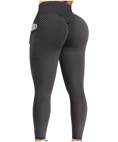 Leggings with Pockets for Women Butt Lift Scrunch Workout Leggings High Waisted Tummy Control Gym Yoga Pants Y-black $8.64 Ac...