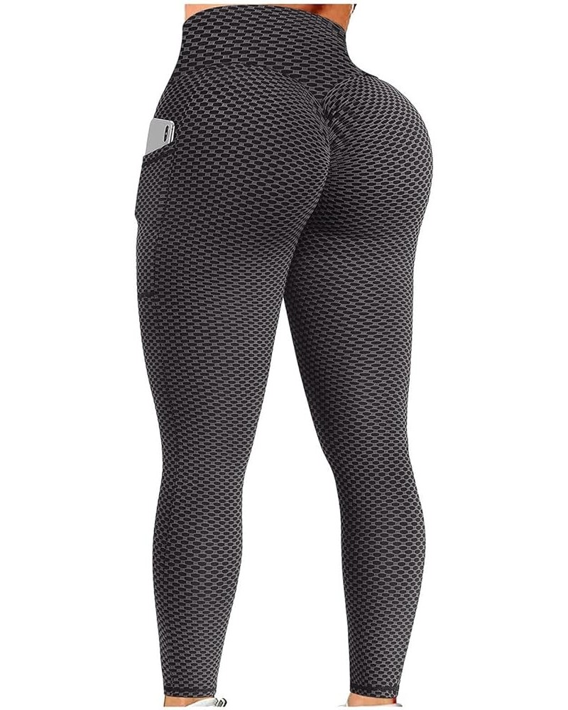 Leggings with Pockets for Women Butt Lift Scrunch Workout Leggings High Waisted Tummy Control Gym Yoga Pants Y-black $8.64 Ac...