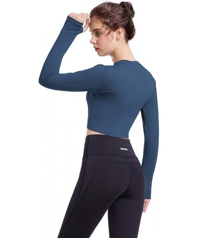 2 Pack Women's Crop Top Long Sleeve Athletic Workout Yoga Shirts Cropped Sweatshirts with Thumb Hole Dark Blue/Purple $19.37 ...