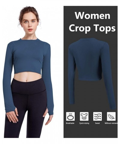 2 Pack Women's Crop Top Long Sleeve Athletic Workout Yoga Shirts Cropped Sweatshirts with Thumb Hole Dark Blue/Purple $19.37 ...