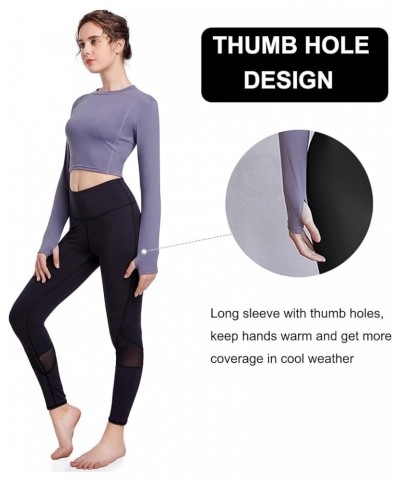 2 Pack Women's Crop Top Long Sleeve Athletic Workout Yoga Shirts Cropped Sweatshirts with Thumb Hole Dark Blue/Purple $19.37 ...