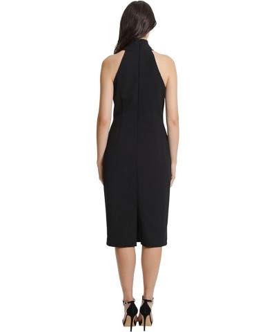 Women's Pleated Neck Halter Sheath Dress Guest of Event Occasion Black $35.22 Dresses