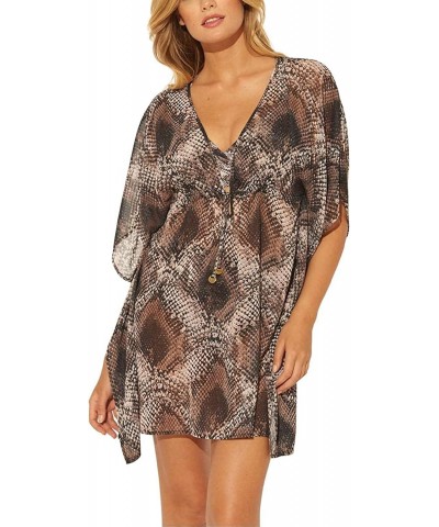 Women's Animal Print Caftan Style Tunic Swim Cover Up Snake M $14.04 Swimsuits