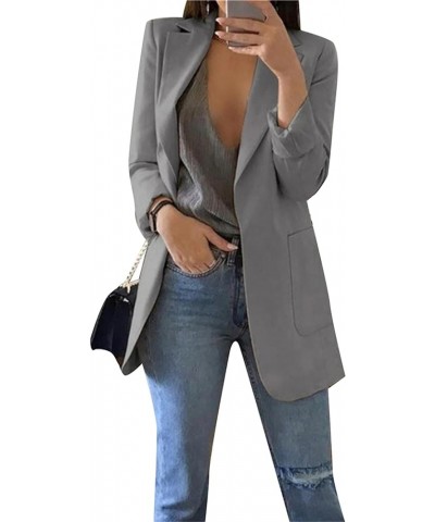 Women's Casual Lapel Jackets Long Sleeve Blazers with Pockets Basic Open Front Suits Grey $16.34 Blazers