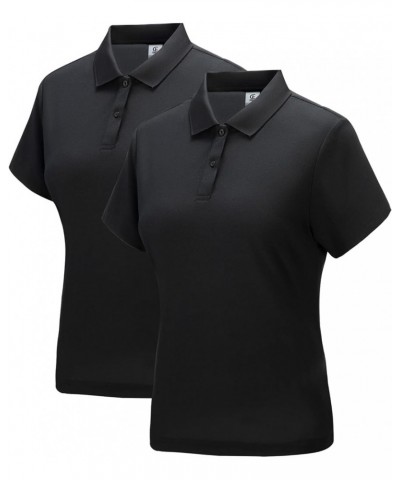 Womens Polo Shirts Golf Shirts Quick Dry Moisture Wicking Black and White Polo Shirt 2 Pieces Black $14.74 Shirts