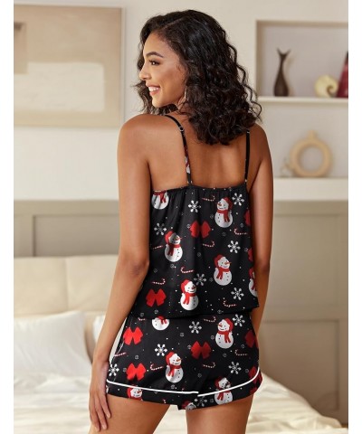 Satin Pajamas Women's Soft Sleepwear Lingerie Silk Cami Shorts Set Nightwear S-XXL Christmas Pattern $12.18 Sleep & Lounge