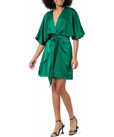 Women's Estelle Deep V-Neck Front-Tie Mini Dress Malachite Green $27.91 Dresses