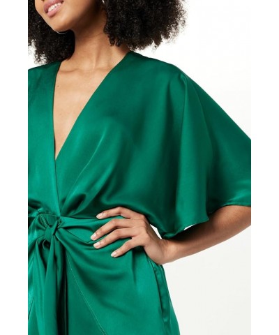 Women's Estelle Deep V-Neck Front-Tie Mini Dress Malachite Green $27.91 Dresses