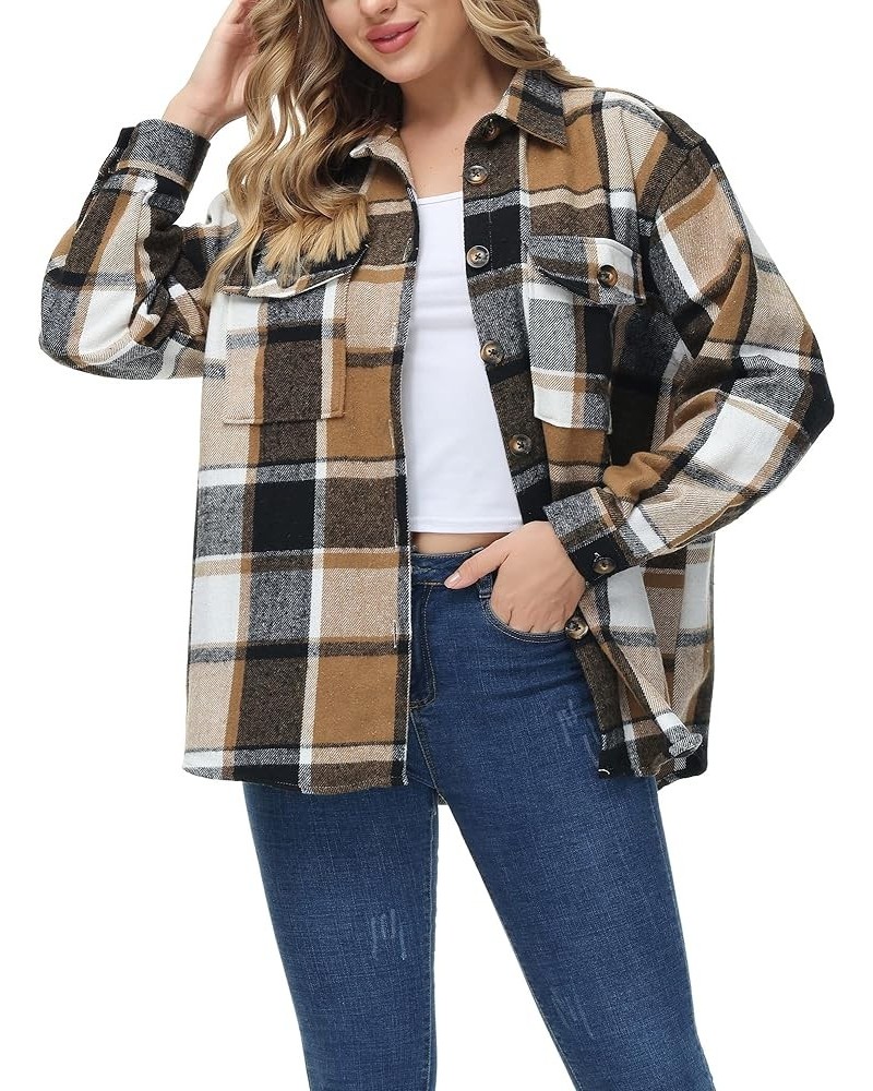 Women's Oversizes Plaid Shacket Jacket Casual Lapel Long Sleeve Button Down Plus Size Flannel Shirt (S-4X) Standard 11104 $16...