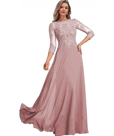 Women's Lace Mother of The Bride Dresses Long for Wedding Chiffon Long Formal Evening Dress with Sleeves Black $48.22 Dresses