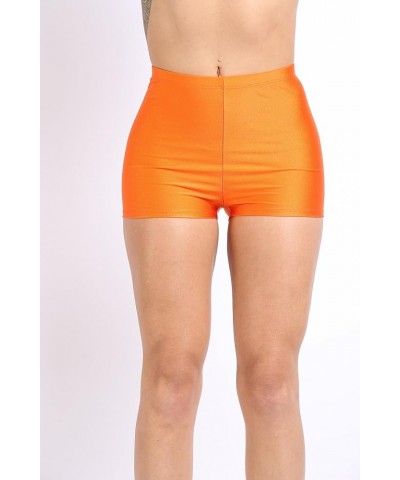 Shiny Shorts High Waist Hotpants Stretch Lightweight Comfy Short Length Neon Dance Shorts Wet Look Disco Party Rave Orange $9...