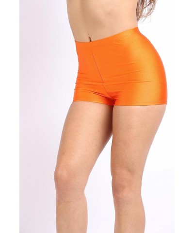 Shiny Shorts High Waist Hotpants Stretch Lightweight Comfy Short Length Neon Dance Shorts Wet Look Disco Party Rave Orange $9...