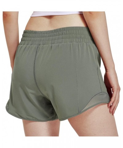 Women's 4" Running Athletic Shorts Sports Active Workout Tennis Hiking Shorts with Liner Quick Dry Olive Green $7.50 Activewear