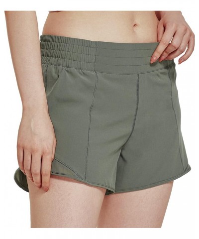 Women's 4" Running Athletic Shorts Sports Active Workout Tennis Hiking Shorts with Liner Quick Dry Olive Green $7.50 Activewear