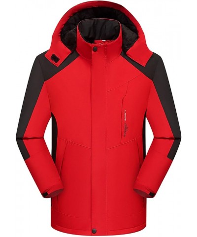 Womens Waterproof Ski Jacket Hooded Long Sleeve Zip Thick Parka Jackets Winter Warm Windbreaker Outdoor Sport Coats A01_red $...