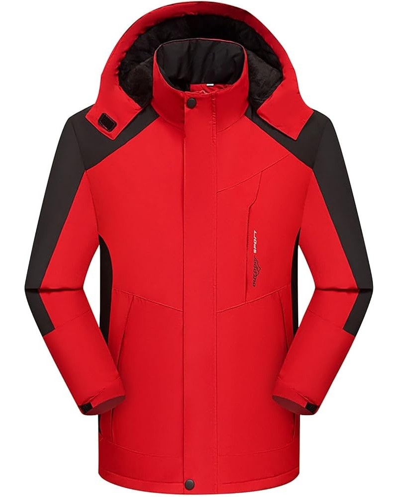 Womens Waterproof Ski Jacket Hooded Long Sleeve Zip Thick Parka Jackets Winter Warm Windbreaker Outdoor Sport Coats A01_red $...