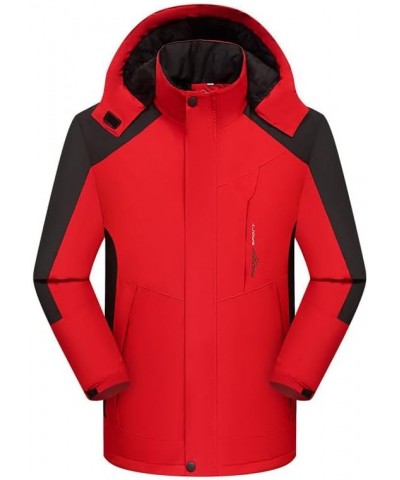 Womens Waterproof Ski Jacket Hooded Long Sleeve Zip Thick Parka Jackets Winter Warm Windbreaker Outdoor Sport Coats A01_red $...