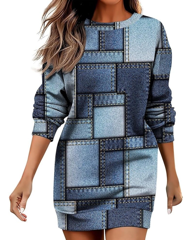 Women Causal Sweatshirts Dress,Oversized Trendy Graphic Outdoor Cute Loose Pullover Top T-Shirt Hip Pack Dress 1-dark Blue $1...