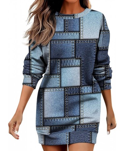 Women Causal Sweatshirts Dress,Oversized Trendy Graphic Outdoor Cute Loose Pullover Top T-Shirt Hip Pack Dress 1-dark Blue $1...