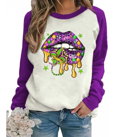 Mardi Gras Long Sleeve Shirt for Women, Mardi Gras Purple Sweatshirt for women Mg-06 $16.73 Hoodies & Sweatshirts