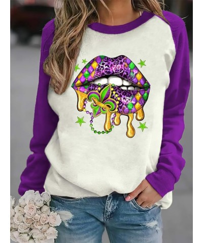 Mardi Gras Long Sleeve Shirt for Women, Mardi Gras Purple Sweatshirt for women Mg-06 $16.73 Hoodies & Sweatshirts