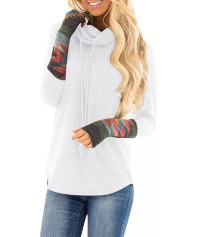 Womens Sweatshirts Long Sleeve Casual Color Block Pullover Hoodies Fall Outfits 2023 Clothes White $15.18 Hoodies & Sweatshirts